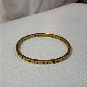 Roman Numeral Gold Bangle Bracelet
